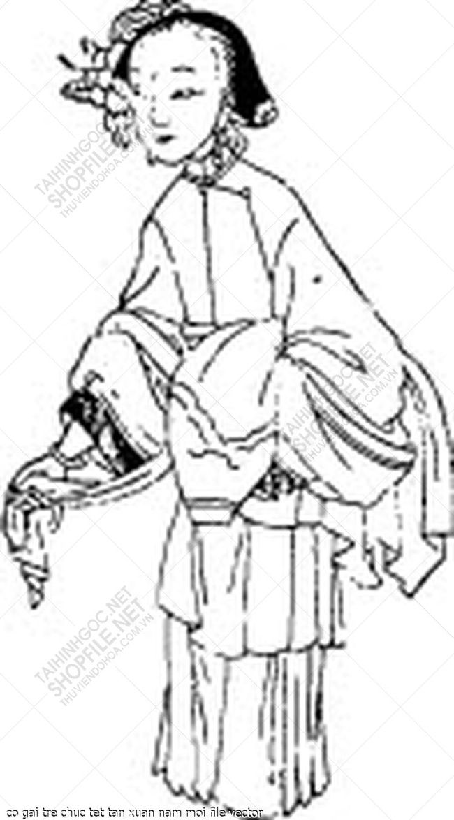 co gai tre chuc tet tan xuan nam moi file vector